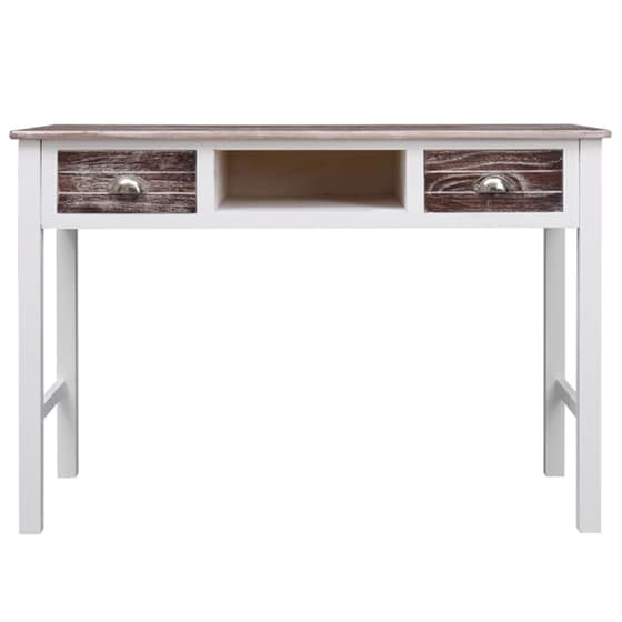 Γραφείο με Συρτάρια VidaXL από Ξύλο Παυλωνίας/Λεύκας 110x45cm - Λευκό/Γκρι image 2