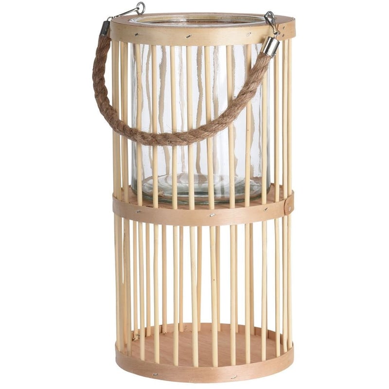 SPITISHOP Διακοσμητικό Φανάρι Spitishop Bamboo 16x30cm - Μπεζ