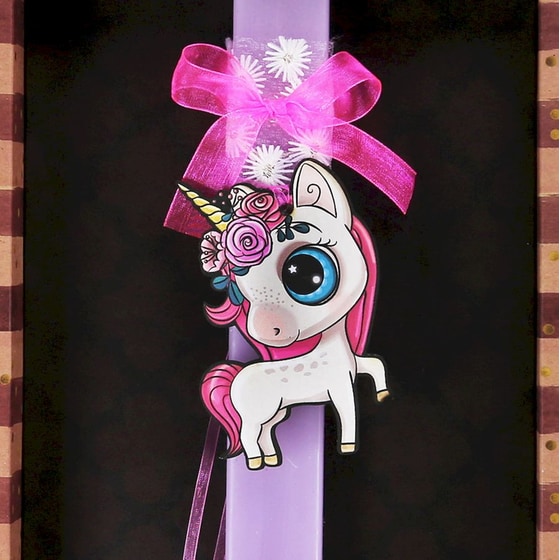 Λαμπάδα Synchronia - Μονόκερος με Λουλούδια image 2