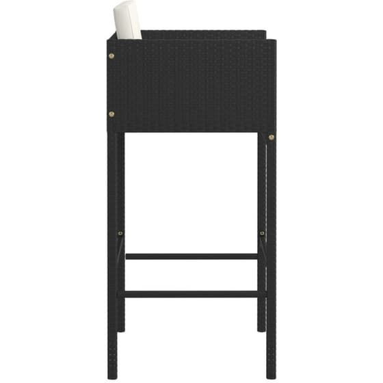 Σκαμπό Κήπου VidaXL με Μαξιλάρια από Ρατάν 50x48x100 cm 2 Τμχ - Μαύρο/Κρεμ image 4