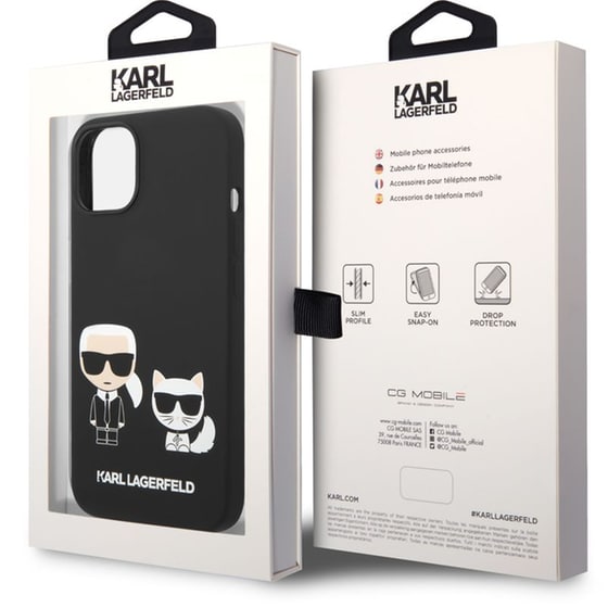 Θήκη Apple iPhone 14 Plus - Karl Lagerfeld Silicone Case Karl+Choupette - Black image 1