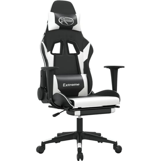Καρέκλα Gaming VIDAXL 345462 με Υποπόδιο από Τεχνητό Δέρμα - Μαύρο image 0