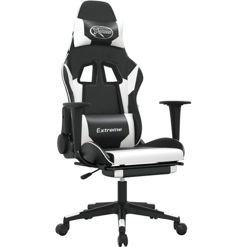 Καρέκλα Gaming VIDAXL 345462 με Υποπόδιο από Τεχνητό Δέρμα - Μαύρο