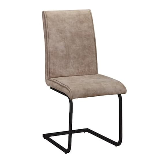 Καρέκλα Ύφασμα Suede Μπεζ Με Μεταλλικά Πόδια Μαυρα - Σετ 4 Τμχ image 0
