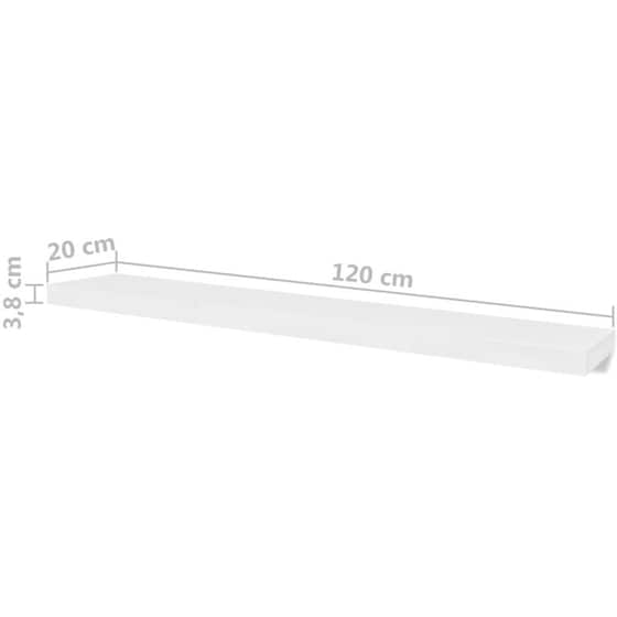 Ράφια Τοίχου VidaXL από MDF 120x20x3.8 cm 4 Τμχ - Λευκό image 3
