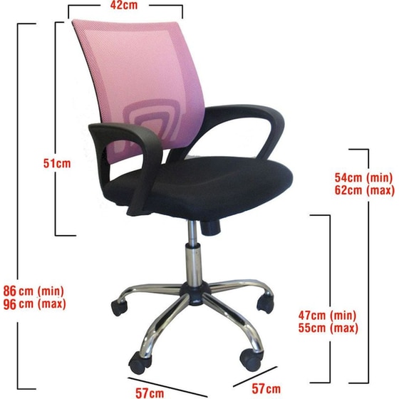 Καρέκλα Γραφείου ArteLibre Αλκυόνη από Ύφασμα Mesh - Ροζ/Μαύρη image 5