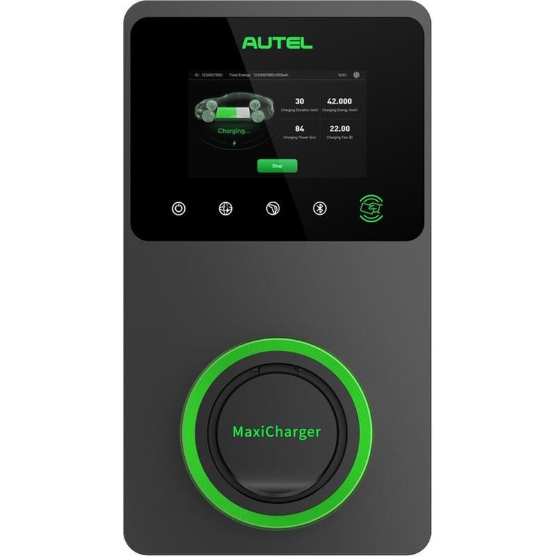 AUTEL Επιτοίχιος Φορτιστής Αυτοκινήτου Autel AC Wallbox 22 kW με Touch Screen - Σκούρο Γκρι