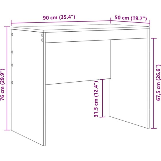 Γραφείο VidaXL 135,5x50x127 cm - Καπνιστή Δρυς (2 τεμ.) image 13