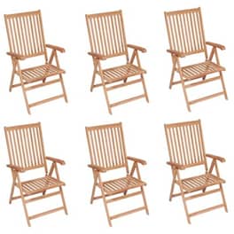Vidaxl Καρέκλες Κήπου Ανακλινόμενες 6 Τεμ. Από Μασίφ Ξύλο Teak