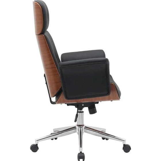 Καρέκλα Διευθυντική 24Mall Cara από Τεχνητό Δέρμα & Ξύλο Plywood - Μαύρη/ Καφέ image 1