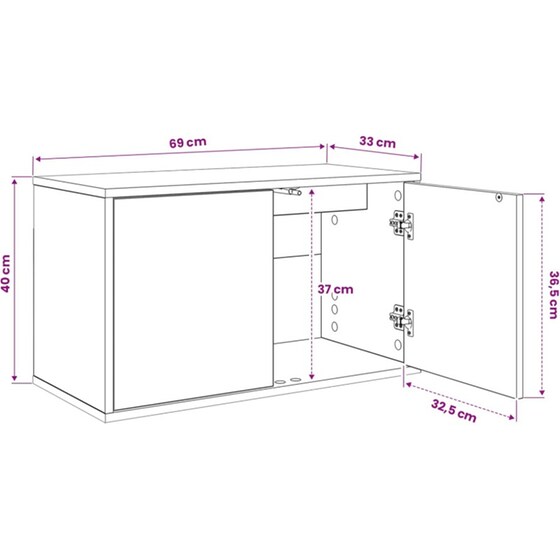 Έπιπλο Τηλεόρασης VidaXL GELEEN Επιτοίχιο 69 x 33 x 40 cm - Μαύρη Δρυς image 5