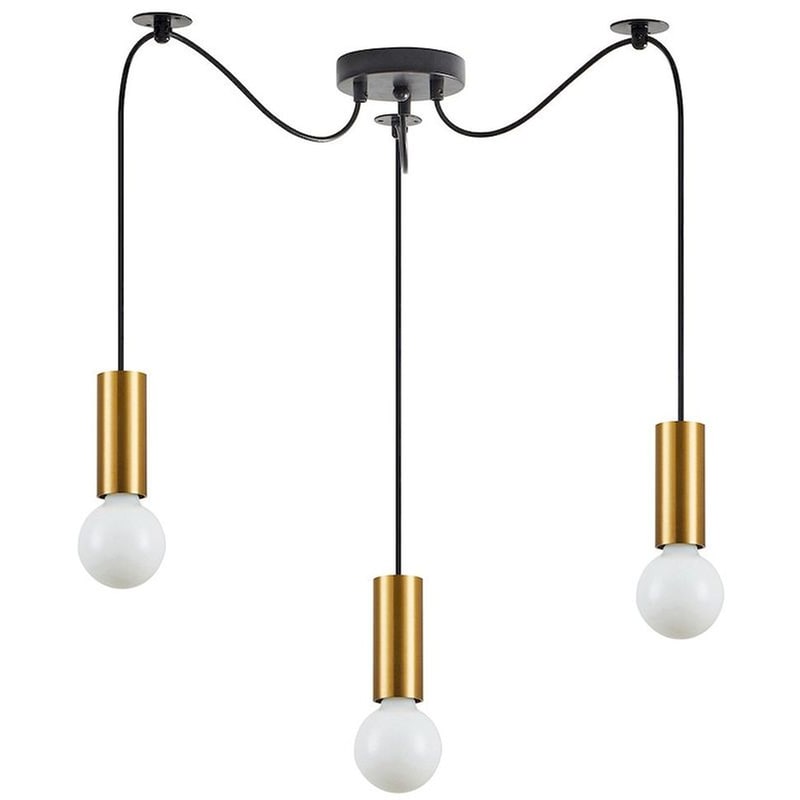 HOMELIGHTING Φωτιστικό Οροφής Τρίφωτο Homelighting Adept Tube 77-8569 Μεταλλικό - Μαύρο/Χρυσό