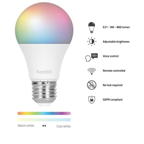 Έξυπνη Λάμπα Hombli Smart E27 9W RGB 2 Τμχ - RGB/Ρυθμιζόμενο Λευκό image 1