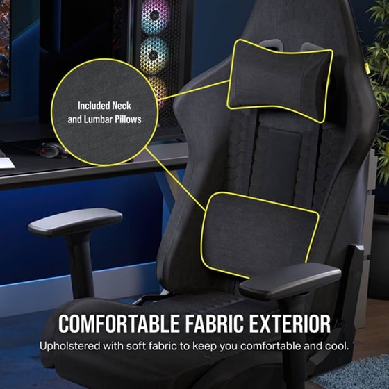 Gaming Καρέκλα Γραφείου Corsair TC100 Relaxed Υφασμάτινη - Μαύρο image 7