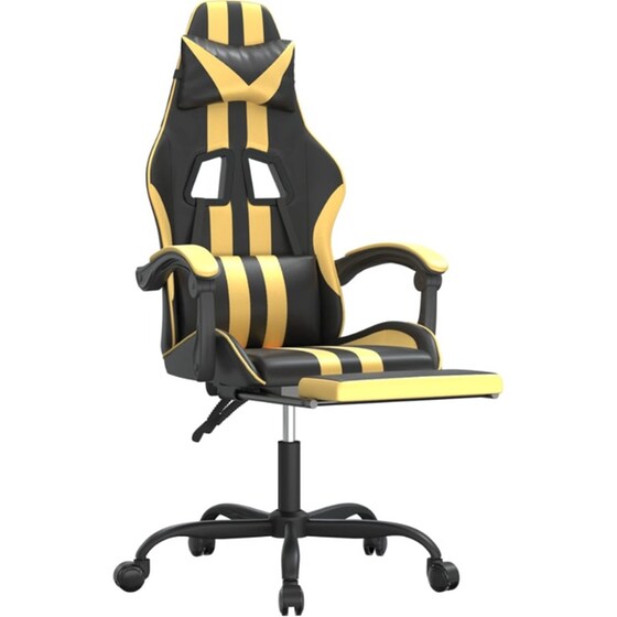 Καρέκλα Gaming VIDAXL 3143832 με Υποπόδιο από Τεχνητό Δέρμα - Μαύρο image 4