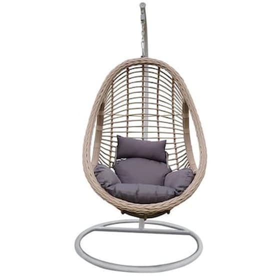 Madrid Κρεμαστή Πολυθρόνα Steel White Wicker Grey Μαξιλάρι Ανθρακί C59018 image 0