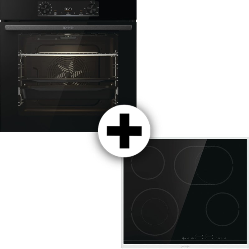 GORENJE BOS6737E06BG ECT43X 77 Lt Μαύρο Eντοιχιζόμενο Σετ Φούρνος και Εστία