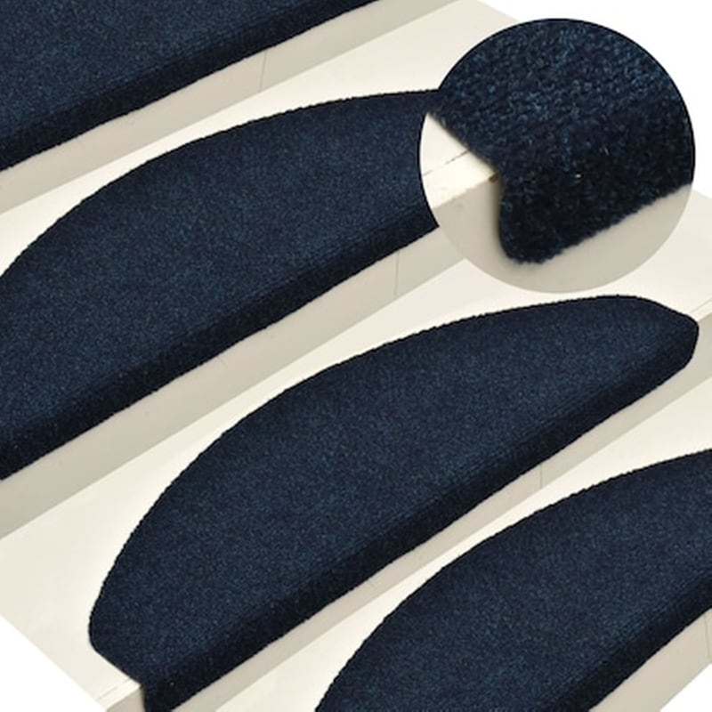 Vidaxl Πατάκια Σκάλας Αυτοκόλ. 15 Τεμ Ν. Μπλε 65x21x4 Εκ Βελονιασμένο VIDAXL