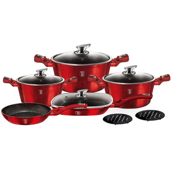 Σετ Μαγειρικά Σκεύη BERLINGER BH-7142 11 τμχ Κόκκινο image 0