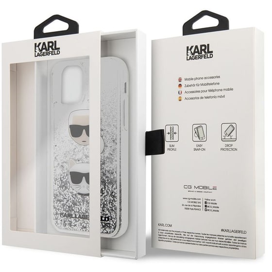 Karl Lagerfeld Liquid Glitter Case 2 Heads Θήκη Προστασίας – Iphone 11 (black/glitter Silver – Klhcn61kcglsl) image 1