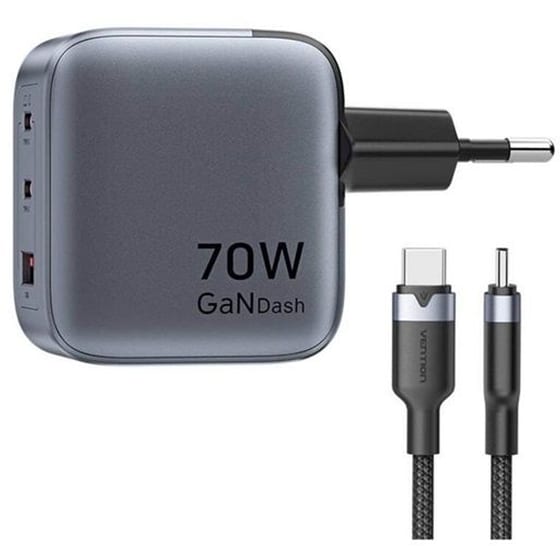Φορτιστής Πρίζας Vention TZ-FEXH0-EU GAN 70W USB-C - Γκρι image 0