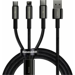 Καλώδιο φόρτισης Baseus Tungsten Gold Braided USB σε USB-C / Lightning / Micro USB  3.5A 1.5m - Μαύρο