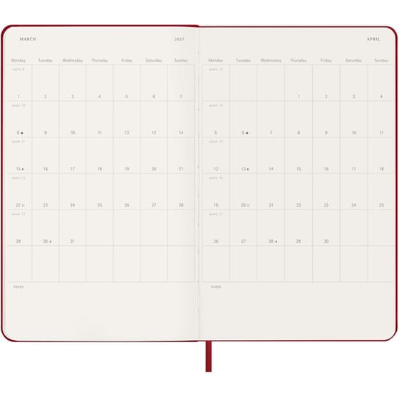 Ημερολόγιο Εβδομαδιαίο 2027 Moleskine 12M L Hardcover Κόκκινο image 4