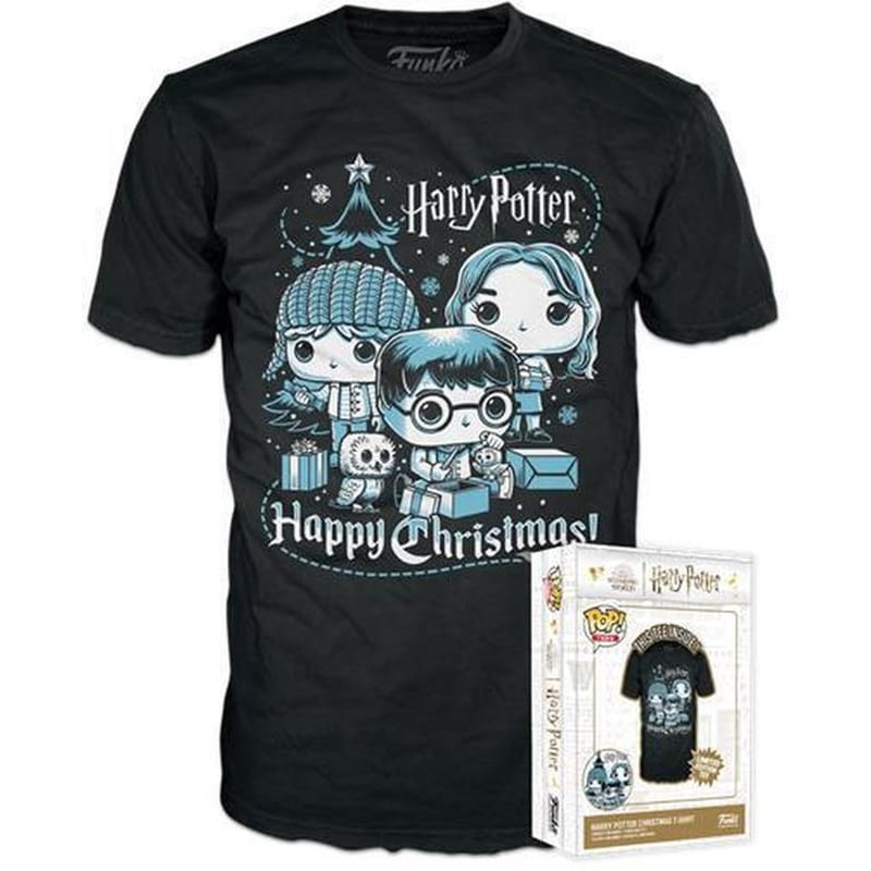 T-Shirt Funko Boxed Tee: Harry Potter Holiday - Ron, Hermione, Harry - S