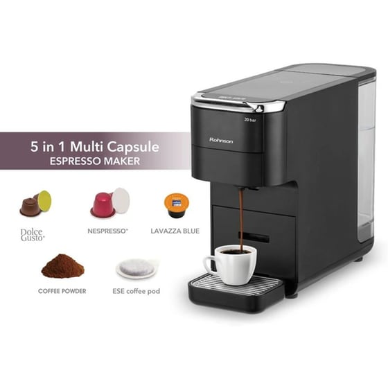 ROHNSON R-98055 ΠΟΛΥΣΥΜΒΑΤΗ Μηχανή Espresso με κάψουλες και αλεσμένο καφέ Μάυρο image 6