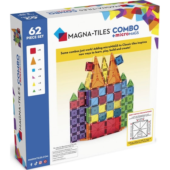 Magna-Tiles® Combo Μαγνητικό Παιχνίδι Κατασκευών - 62 Κομμάτια (244062CO) image 3