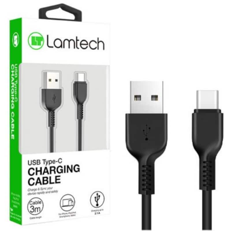 Καλώδιο LAMTECH USB-A - Type C - 3m - Μαύρο