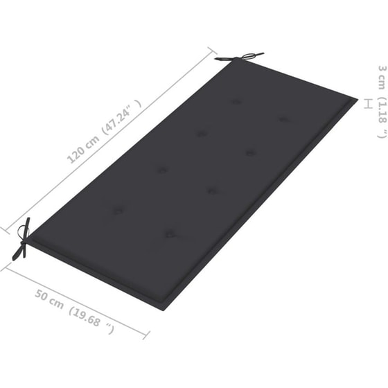 Παγκάκι Κήπου VidaXL με Μαξιλάρι από Μπαμπού 118x38x45 cm - Καφέ/Μαύρο image 8