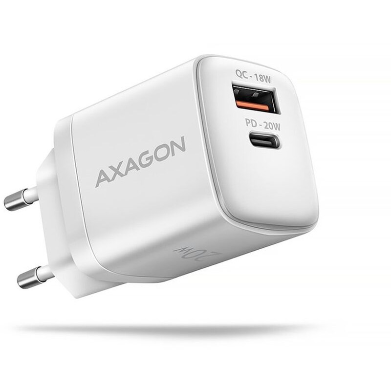Φορτιστής Πρίζας Axagon ACU-PQ20W USB-A, USB-C 20 W - Λευκό