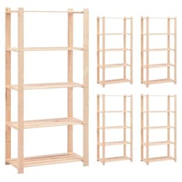 Vidaxl Ραφιέρες 5 Επιπέδων 5 Τεμ 250 Κ 80x38x170 Εκ Μασίφ Ξύλο Πεύκου