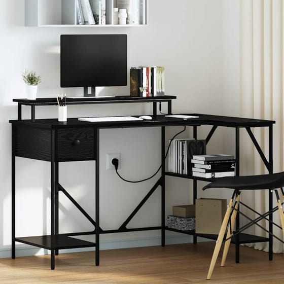 Γραφείο VidaXL από Επεξεργασμένο Ξύλο 120x79x86,5 cm - Μαύρη Οξιά image 1