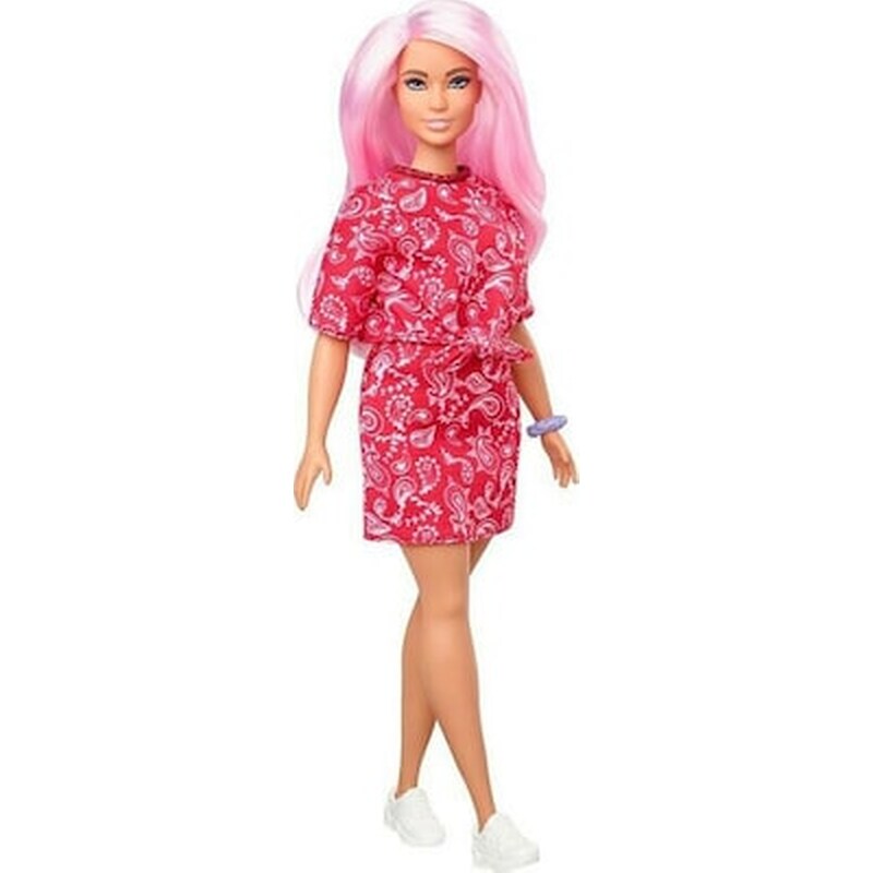 Mattel Barbie Doll – Fashionistas No.151 – Pink Hair Curvy Doll With Dress and Red Paisley Top (ghw65)