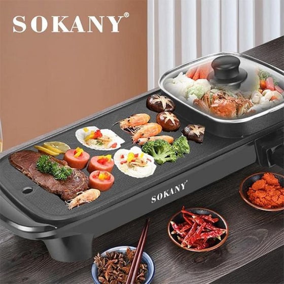 Πλάκα Ψησίματος Teppanyaki SOKANY 2208 Press Grill 1350 W Μαύρο image 1