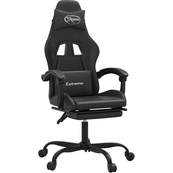 Καρέκλα Gaming VIDAXL 349611 με Υποπόδιο από Τεχνητό Δέρμα - Μαύρη image 0