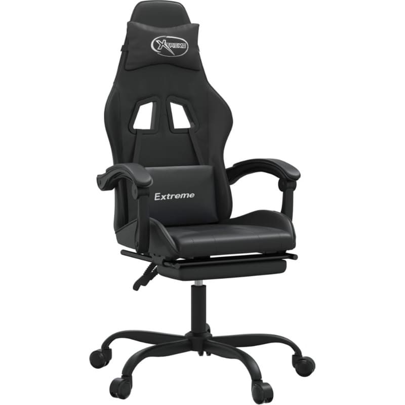 Καρέκλα Gaming VIDAXL 349611 με Υποπόδιο από Τεχνητό Δέρμα - Μαύρη