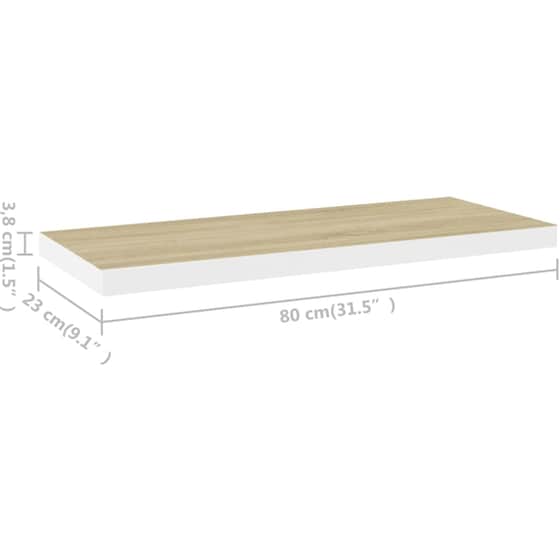 Ράφια Τοίχου VidaXL από MDF 80x23.5x3.8 cm 2 Τμχ - Δρυς/Λευκό image 7