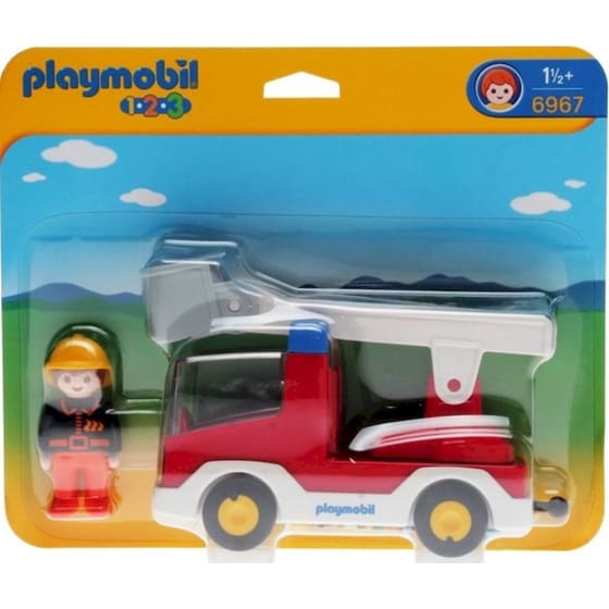 PLAYMOBIL® 1·2·3 Πυροσβέστης με Κλιμακοφόρο Όχημα (6967) image 1