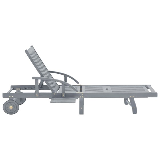 Ξαπλώστρα VidaXL από Μασίφ Ξύλο Ακακίας 200x68x30-86 cm - Γκρι/Πράσινη image 4