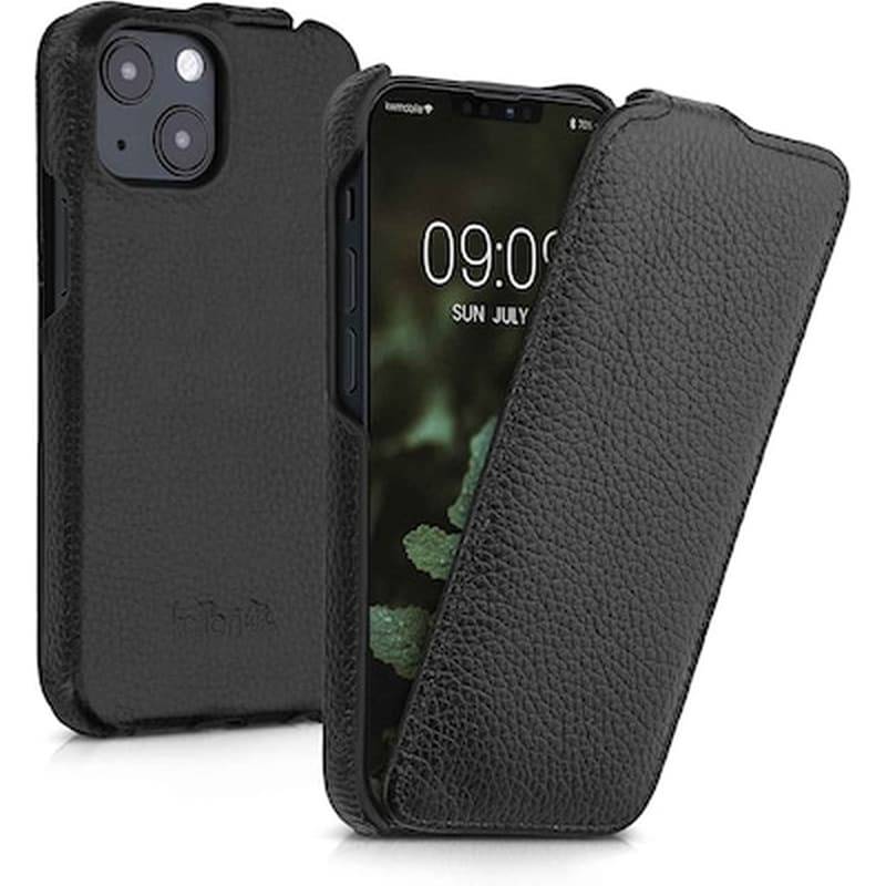 KALIBRI Θήκη Apple iPhone 13 Μini - Kalibri Flip Leather Protective Phone Cover - Black