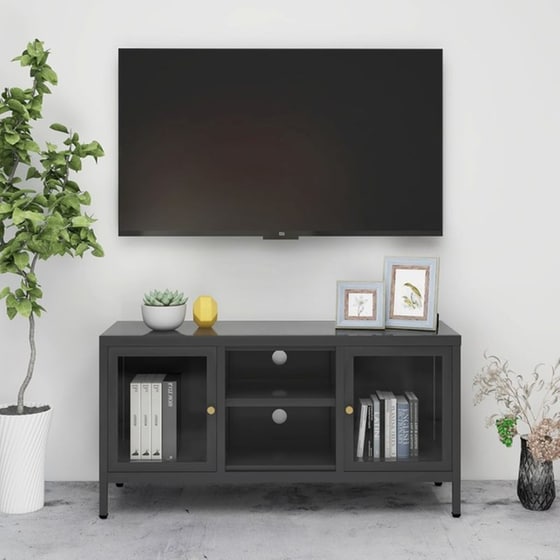 Έπιπλο Τηλεόρασης VidaXL Ατσάλι Και Γυαλί 105x35x52cm - Ανθρακί image 1