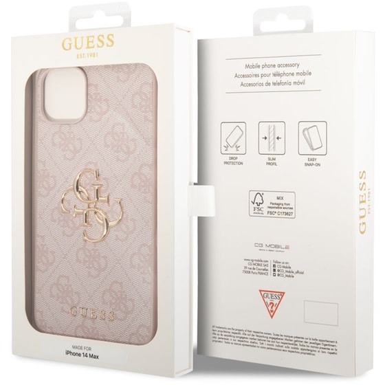 Θήκη Apple iPhone 14 Plus - Guess 4g Logo Collection Hard Case PU Leather - Ροζ image 2