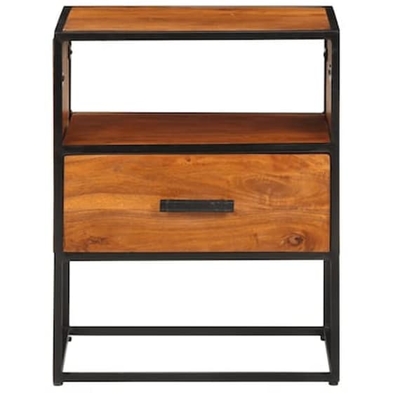 Κομοδίνο Vidaxl Από Μασίφ Ξύλο Ακακίας 40x30x50 cm - Καφέ Μαύρο image 2