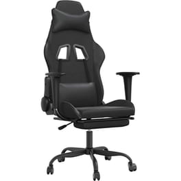 Καρέκλα Gaming VIDAXL 345419 με Υποπόδιο από Τεχνητό Δέρμα - Μαύρη