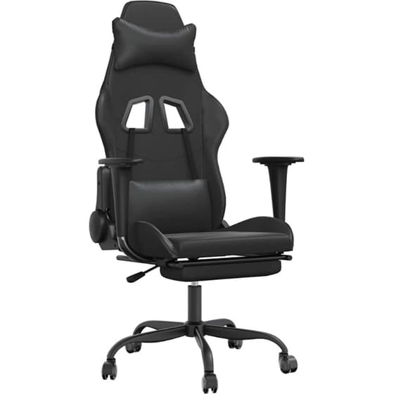 Καρέκλα Gaming VIDAXL 345419 με Υποπόδιο από Τεχνητό Δέρμα - Μαύρη image 0