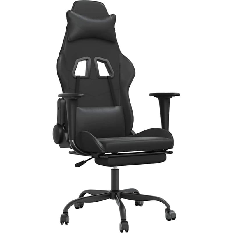 Καρέκλα Gaming VIDAXL 345419 με Υποπόδιο από Τεχνητό Δέρμα - Μαύρη