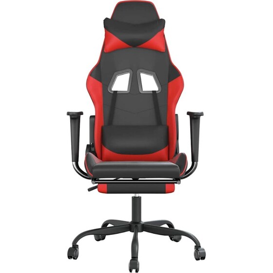 Καρέκλα Gaming VIDAXL 345412 με Υποπόδιο από Τεχνητό Δέρμα - Μαύρο image 1